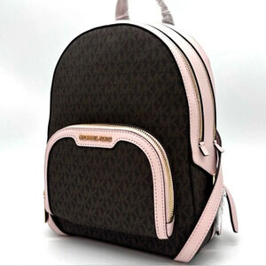 Michael Kors Medium Jaycee Zip Packet Backpack Brown/Powder Blush